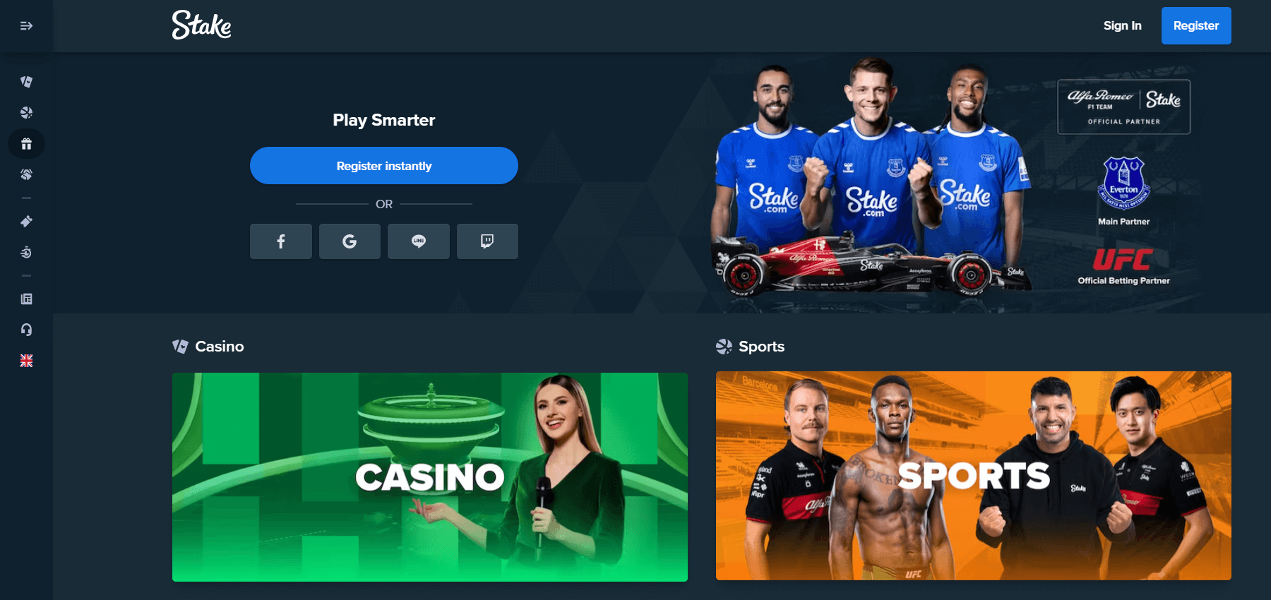 Page d'accueil de Stake.com