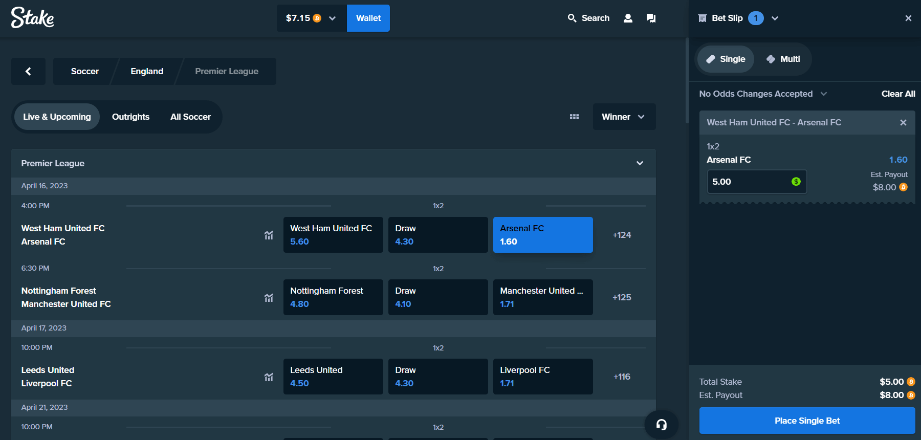 Stake paris sportifs