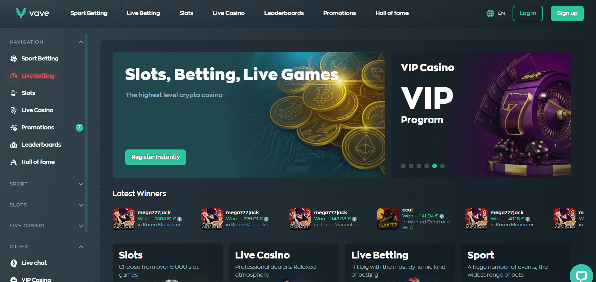 Page d'accueil de Vave