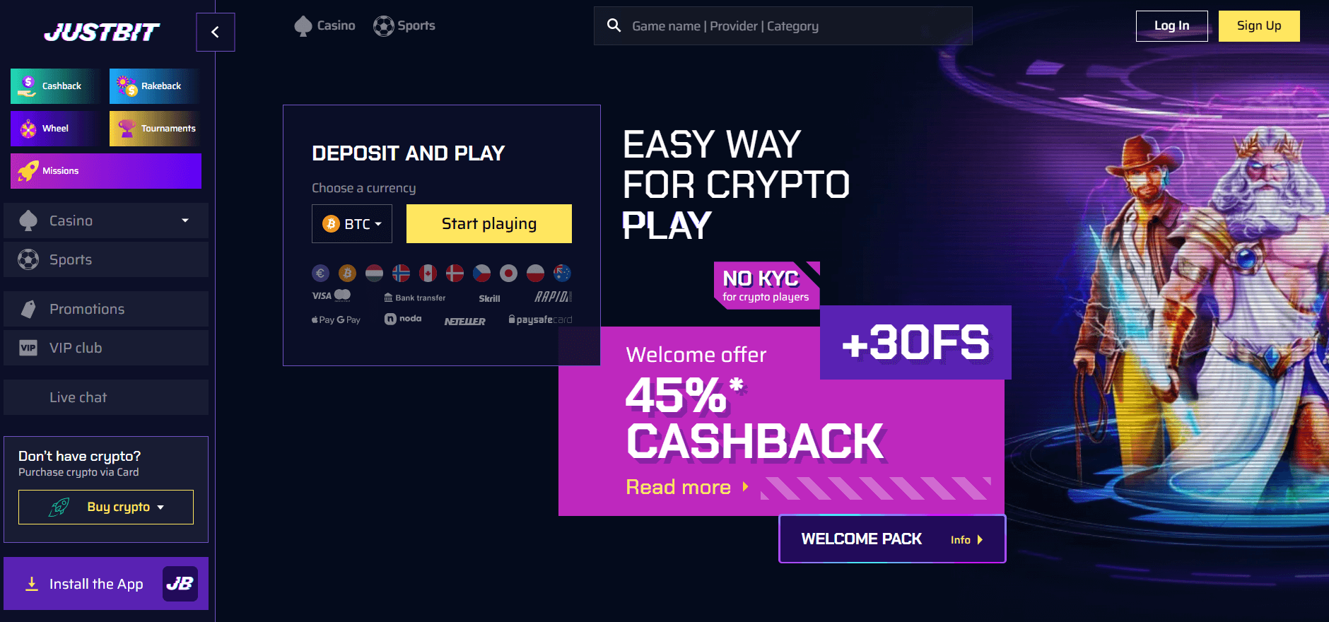 Page d'accueil de Justbit