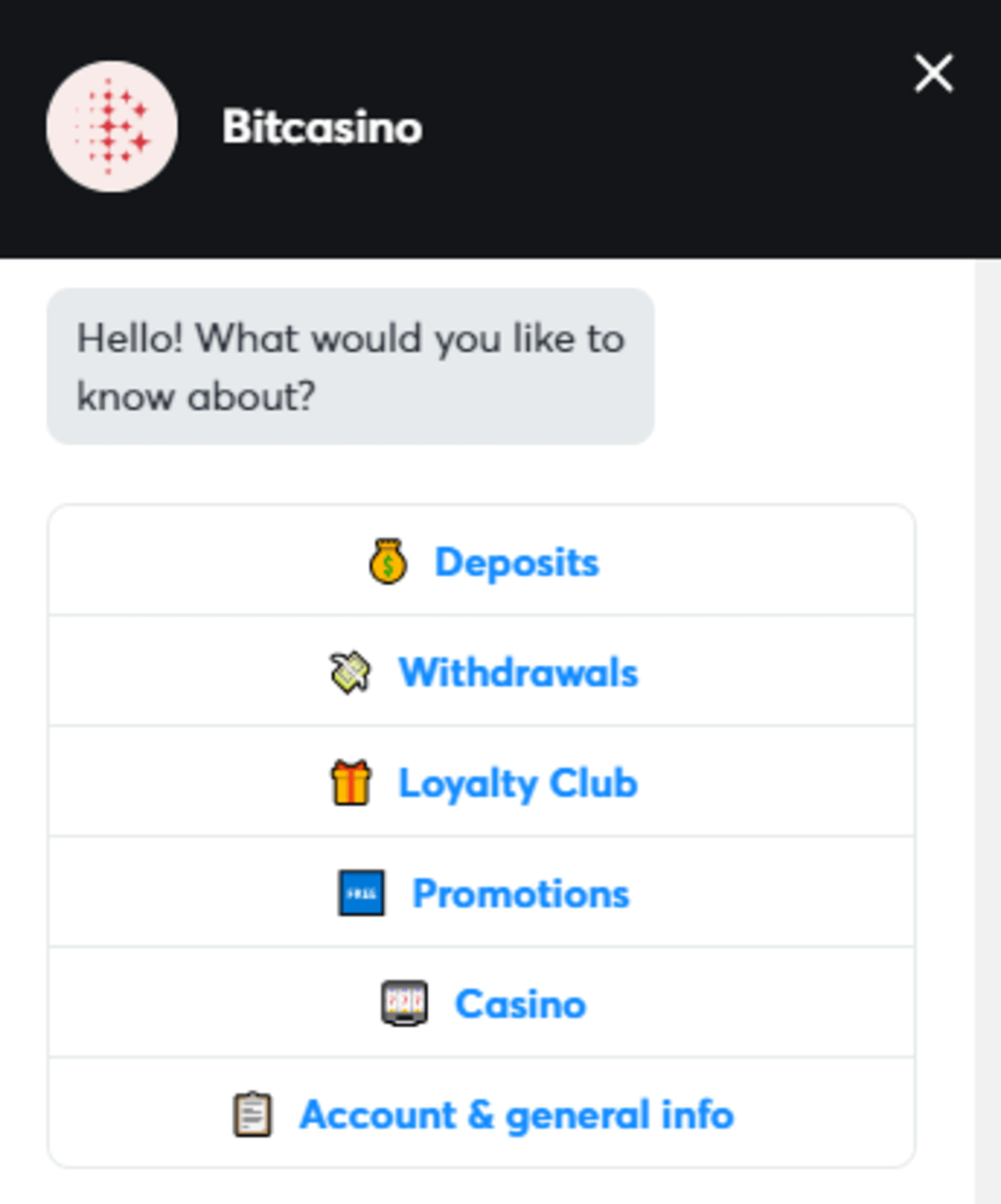 Chat en direct Bitcasino