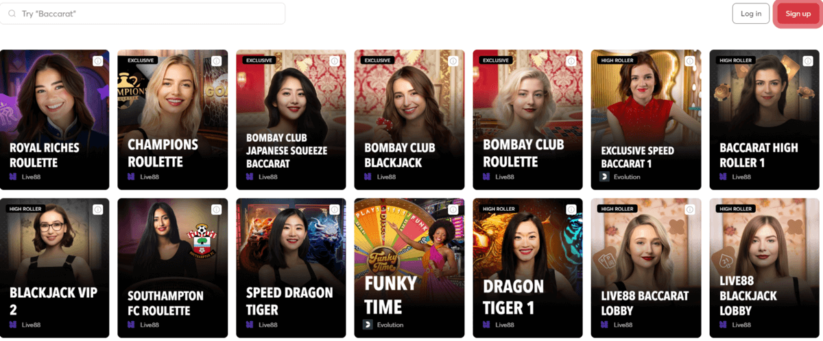 Jeux en direct Bitcasino