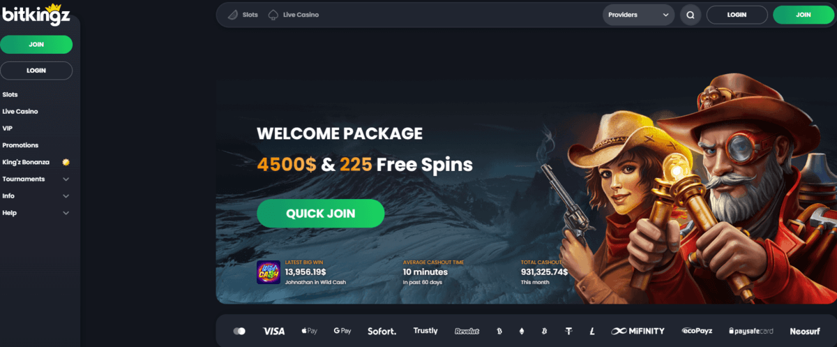 Page d'accueil de Bitkingz