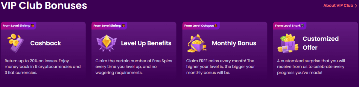 Bonus du club VIP Trustdice